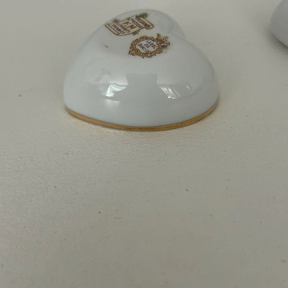 Vintage Limoges Bird Heart Shaped Porcelain Trinket Dish Ring Box France
